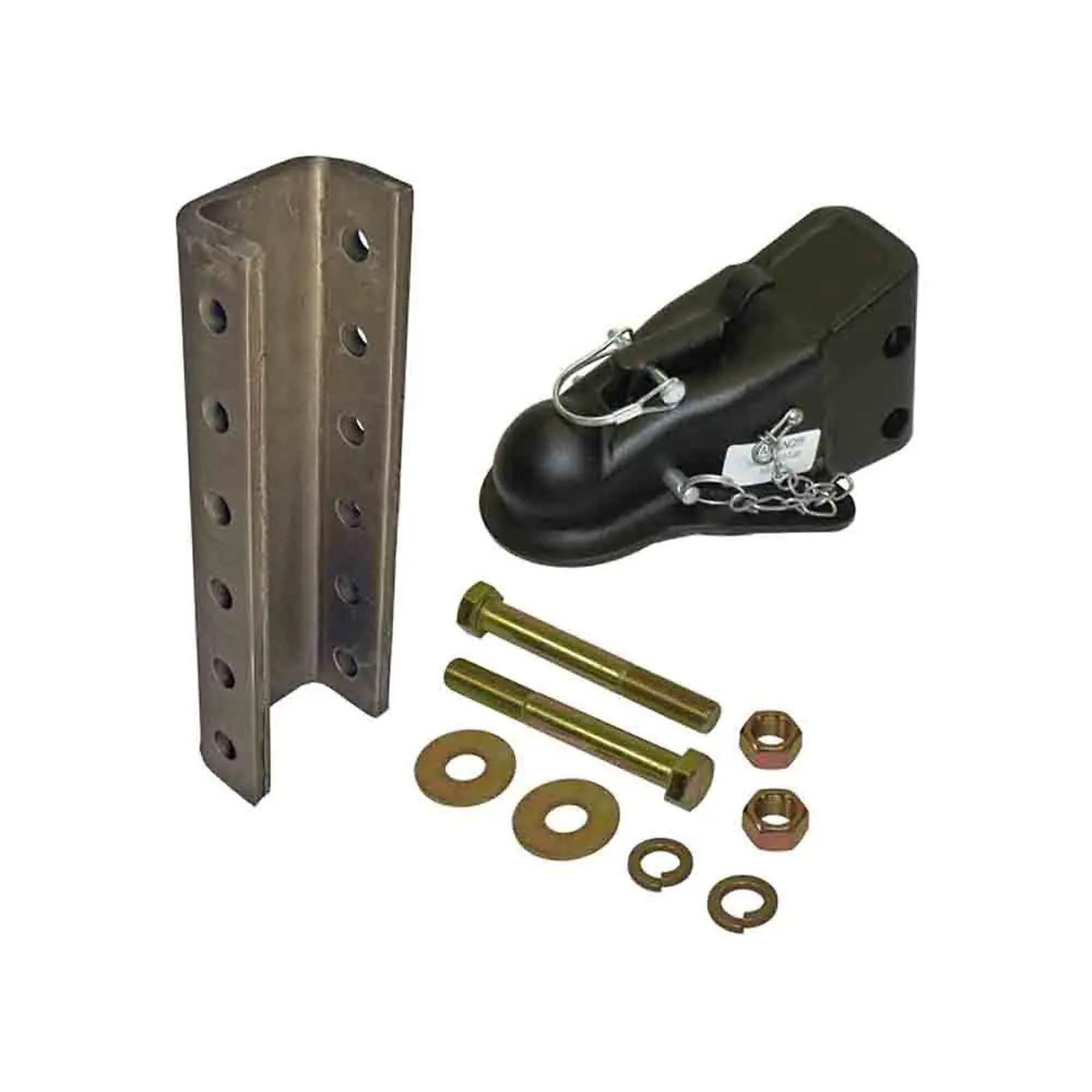 Wallace Forge, Heavy Duty 2 Inch Coupler with 5-Position Channel, 10K Capacity, Grade 8 Hardware, 2-7/8 inch Wide Channel, Black, Model# 2422001-3KIT